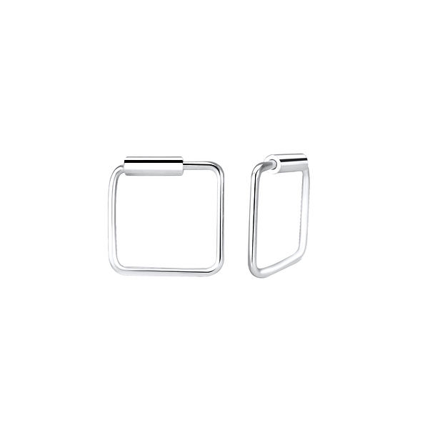 8mm Silver Square Hoop Earrings - 1643 8mm Silver Square Hoop Earrings - 1643