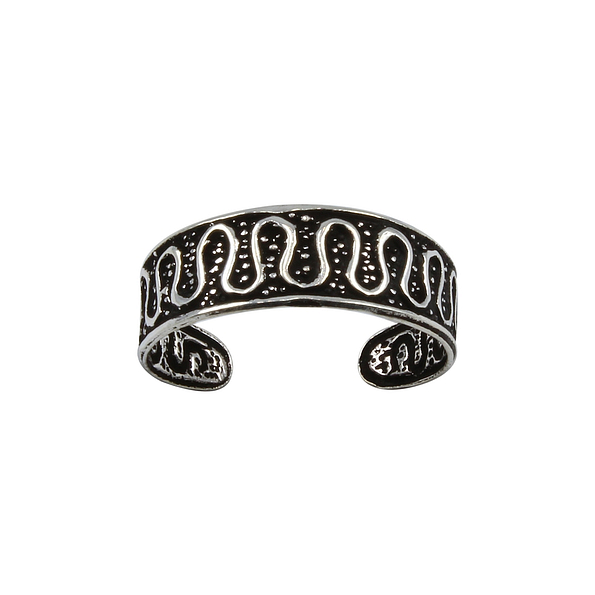 Silver Patterned Adjustable Toe Ring - 1622