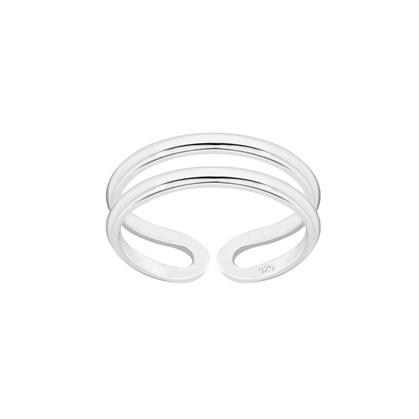 Silver Double Line Adjustable Toe Ring - 1641