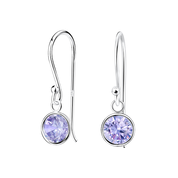 6mm Round Cubic Zirconia Silver Earrings - 1982