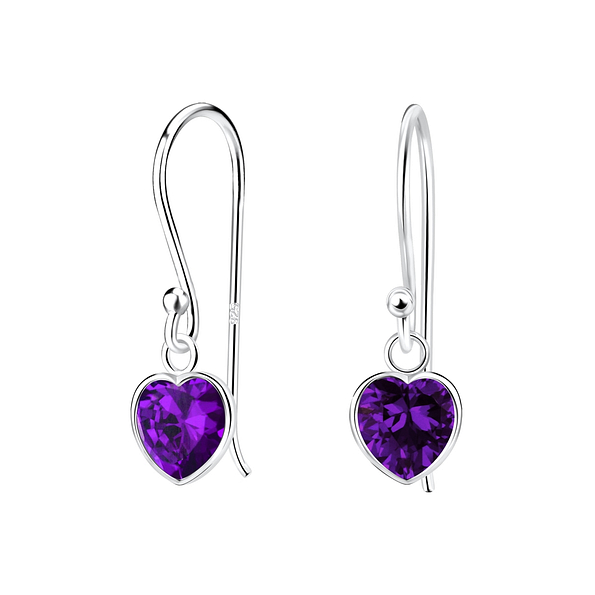 6mm Heart Cubic Zirconia Silver Earrings - 1963