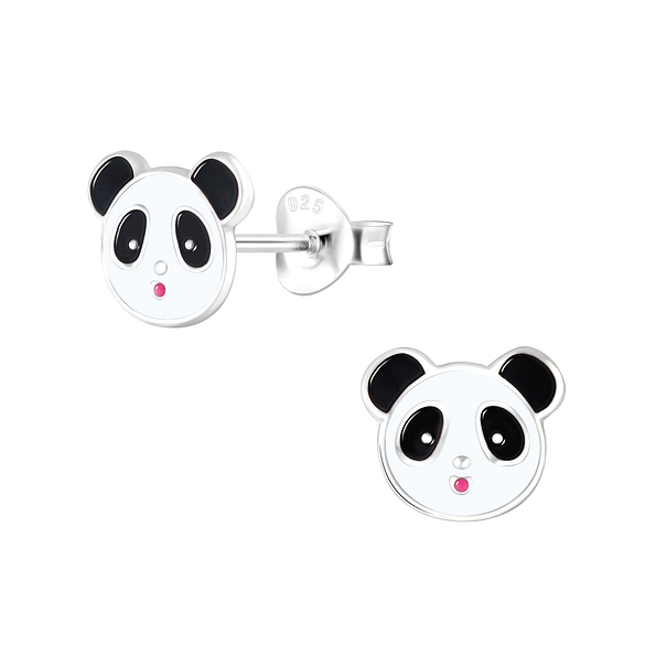 Silver Panda Stud Earrings - 1832