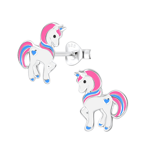 Silver Unicorn Stud Earrings - 1918