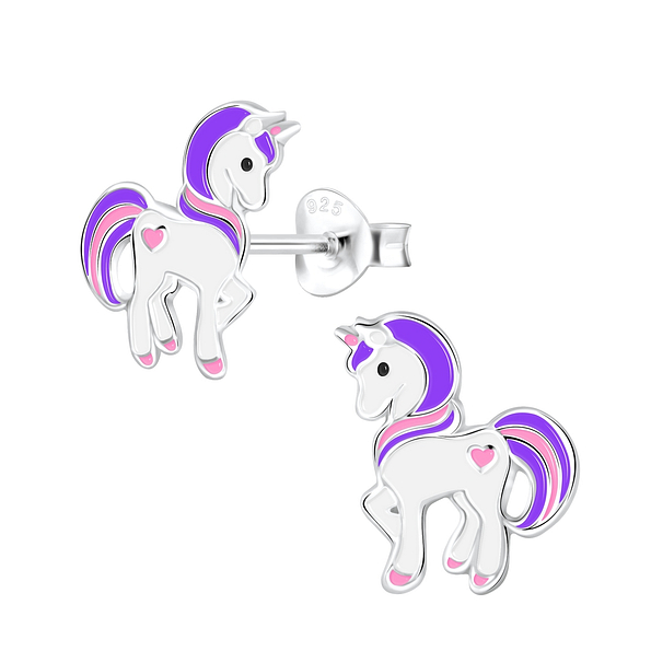 Silver Unicorn Stud Earrings - 1917