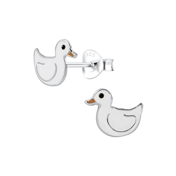 Silver Duck Stud Earrings - 1857