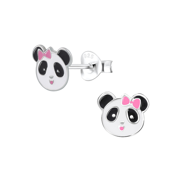 Silver Panda Stud Earrings - 1933