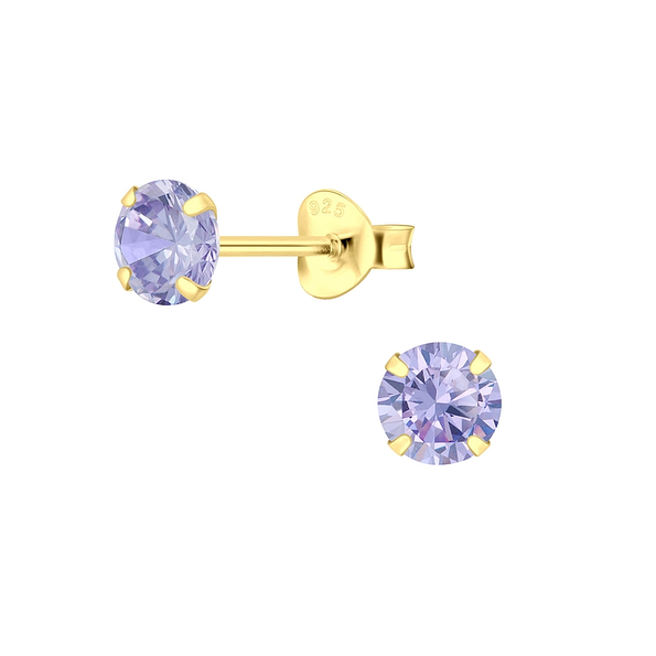 5mm Round Cubic Zirconia Silver Stud Earrings - 3166