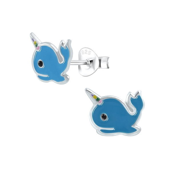 Silver Whale Corn Stud Earrings - 1967