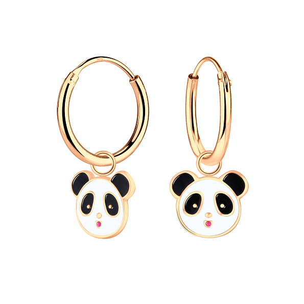 Silver Panda Charm Hoop Earrings - 2765