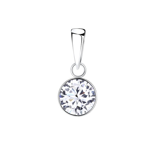 7mm Round Cubic Zirconia Silver Pendant - 1959