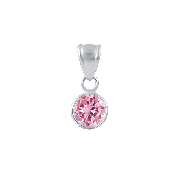 6mm Round Cubic Zirconia Silver Pendant - 1958