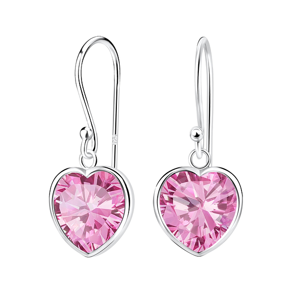10mm Heart Cubic Zirconia Silver Earrings - 2085