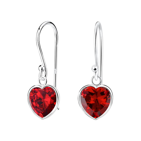 8mm Heart Cubic Zirconia Silver Earrings - 2084