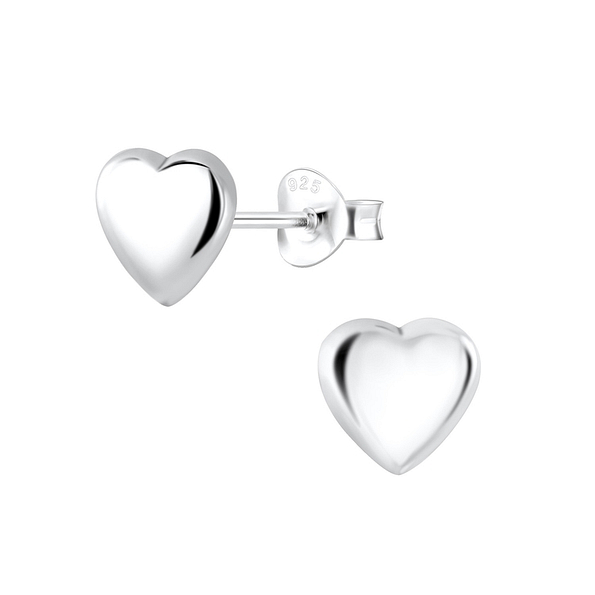 Silver Heart Stud Earrings - 2033