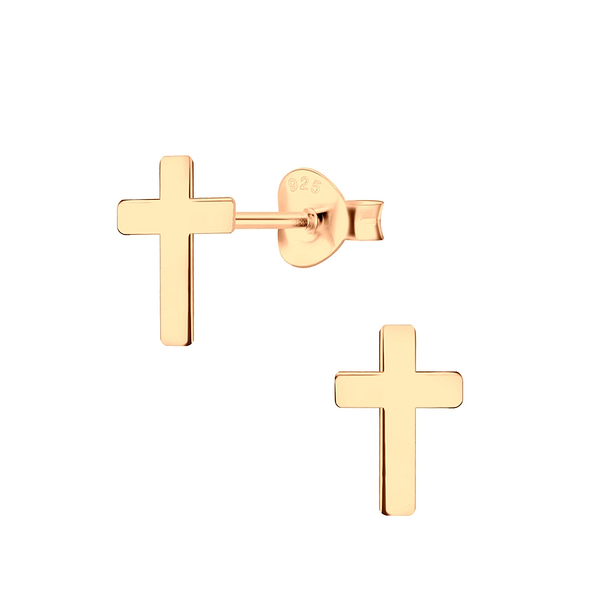 Silver Cross Stud Earrings - 2144