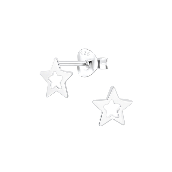 Silver Star Stud Earrings - 2061