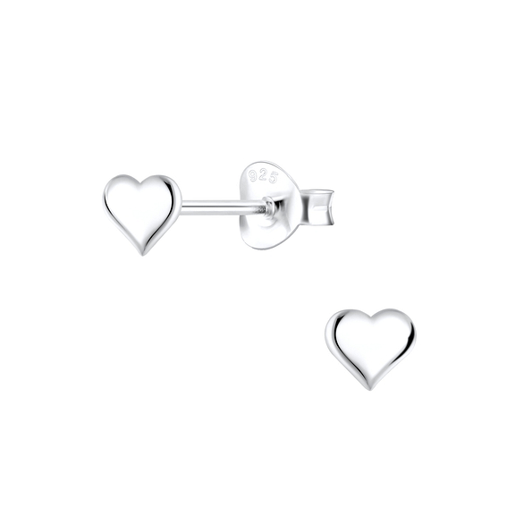 Silver Heart Stud Earrings - 2139