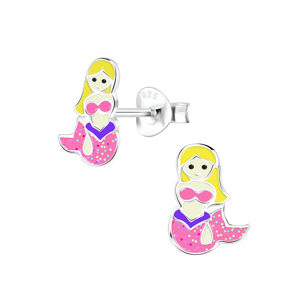 Silver Mermaid Stud Earrings - 2067