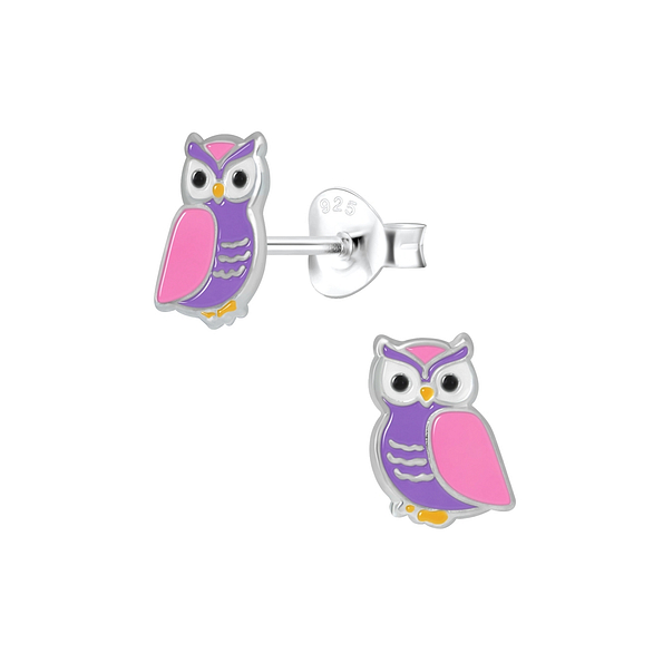 Silver Owl Stud Earrings - 2131