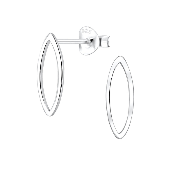 Silver Marquise Stud Earrings - 2167