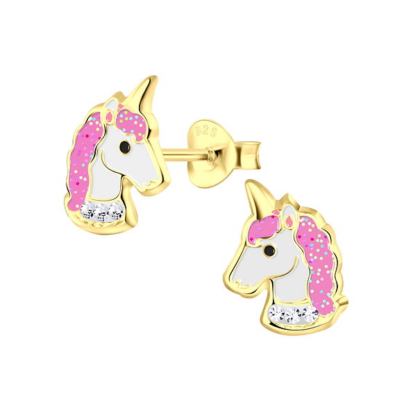 Silver Unicorn Stud Earrings - 4119