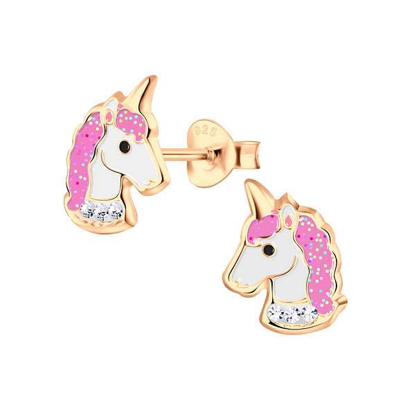 Silver Unicorn Stud Earrings - 4116