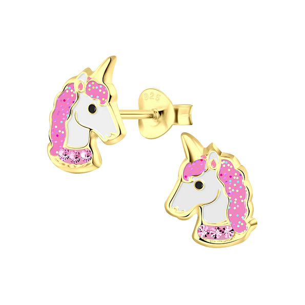 Silver Unicorn Stud Earrings - 4118