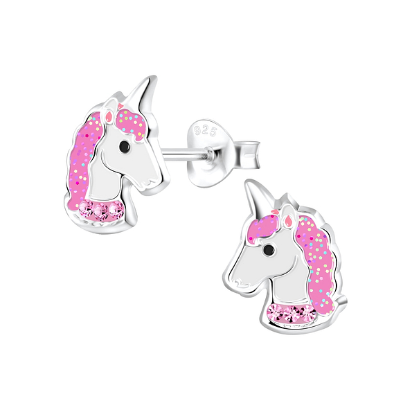 Silver Unicorn Stud Earrings - 2076