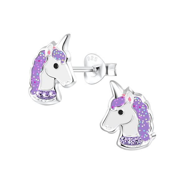 Silver Unicorn Stud Earrings - 4015