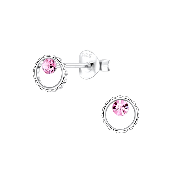 Silver Circle Stud Earrings - 2115