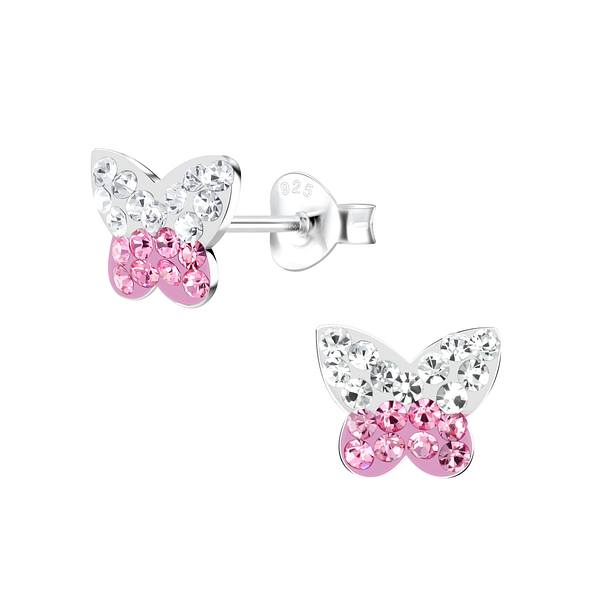 Silver Butterfly Stud Earrings - 2256