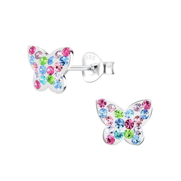 Silver Butterfly Stud Earrings - 2255