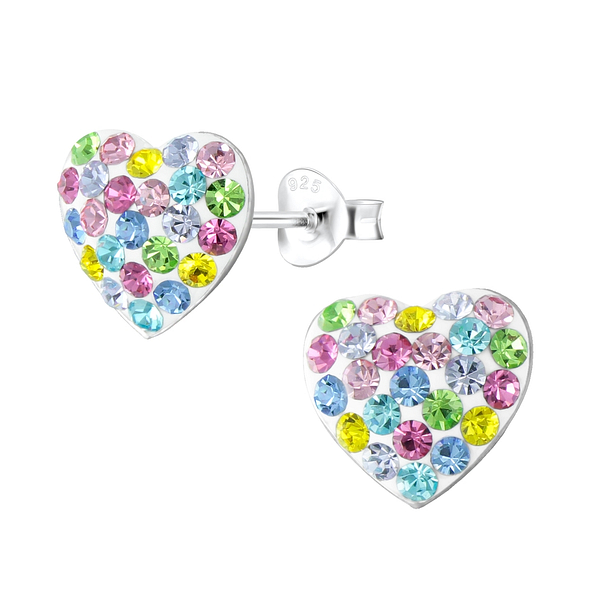 Silver Heart Stud Earrings - 2150