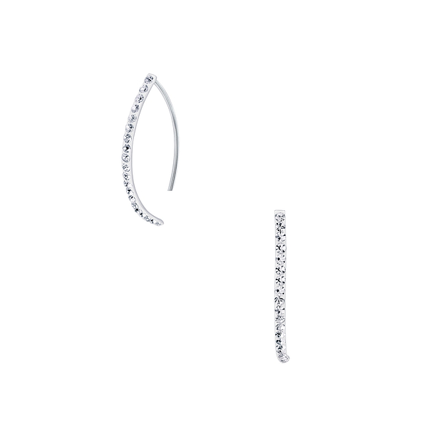 Silver Crystal Line Earrings - 2183