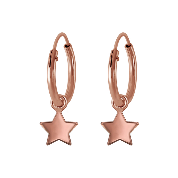 Silver Star Charm Hoop Earrings - 2235
