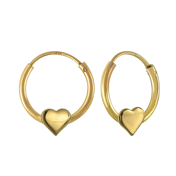 Silver Heart Hoop Earrings - 2230