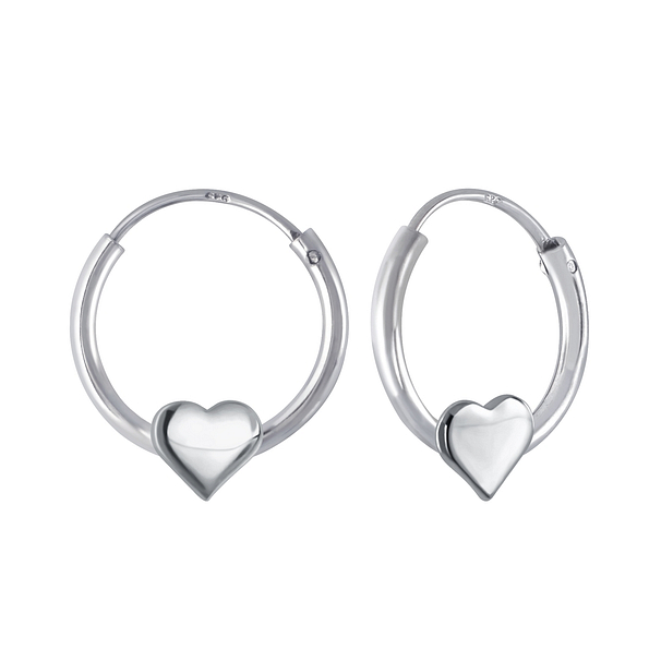 Silver Heart Hoop Earrings - 2231