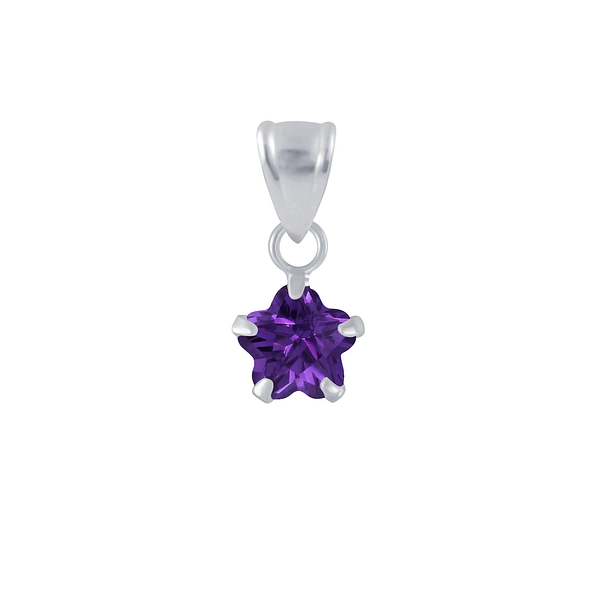 6mm Flower Cubic Zirconia Silver Pendant - 2201