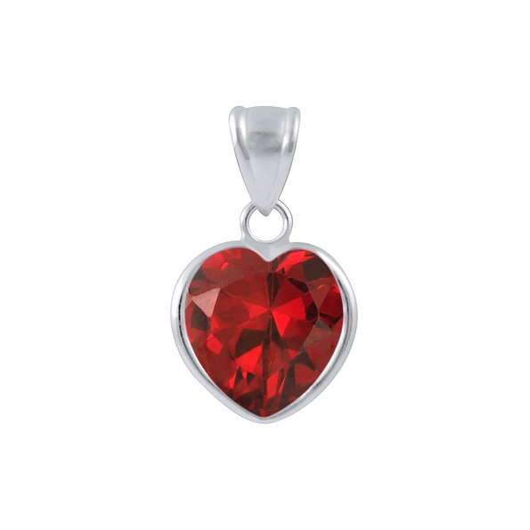 10mm Heart Cubic Zirconia Silver Pendant - 2027