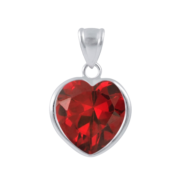 12mm Heart Cubic Zirconia Silver Pendant - 2088
