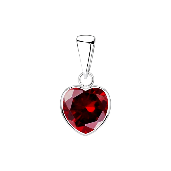 8mm Heart Cubic Zirconia Silver Pendant - 2087