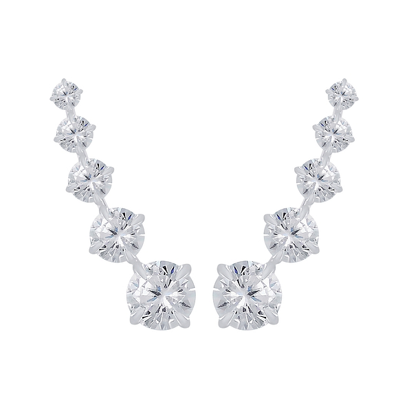 Silver Cubic Zirconia Ear Climbers - 2794