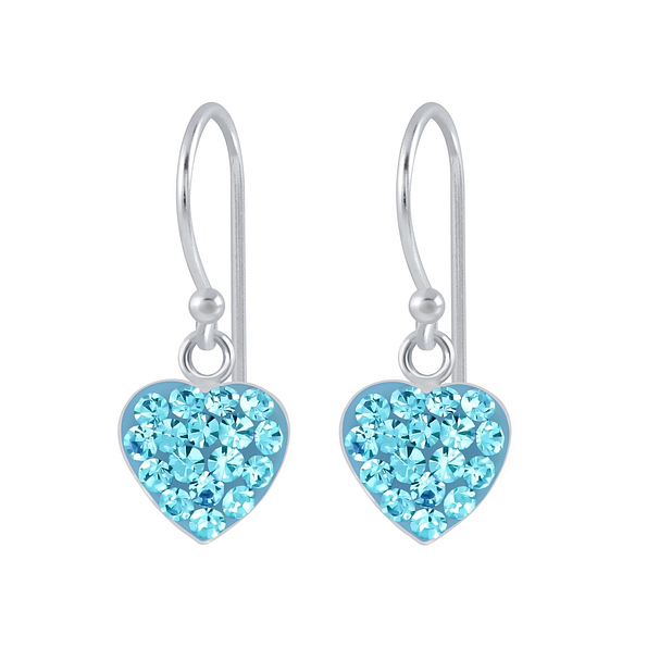 Silver Heart Crystal Earrings - 2665