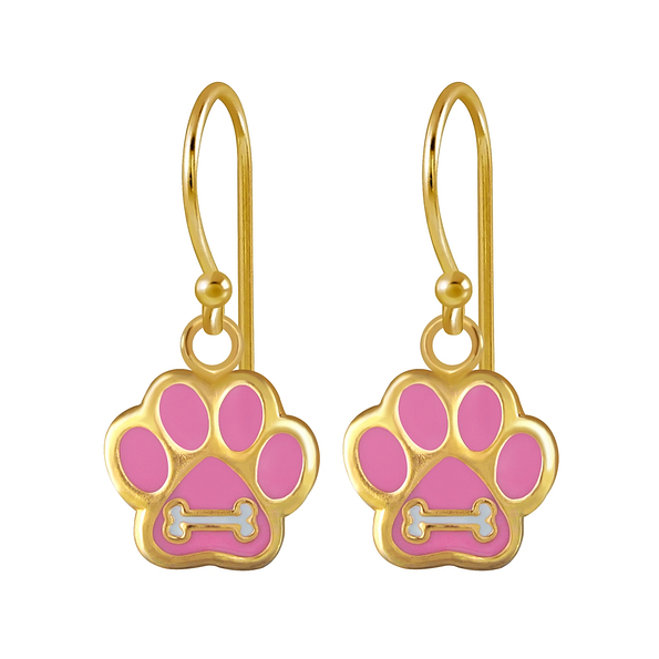 Silver Paw Print Earrings - 2740