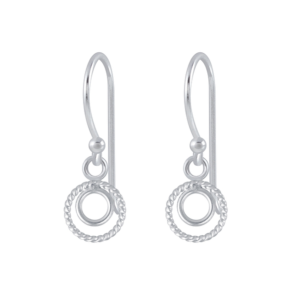 Silver Twisted Circle Earrings - 2622