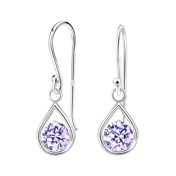 Silver Tear Drop Dangle Earrings - 2644
