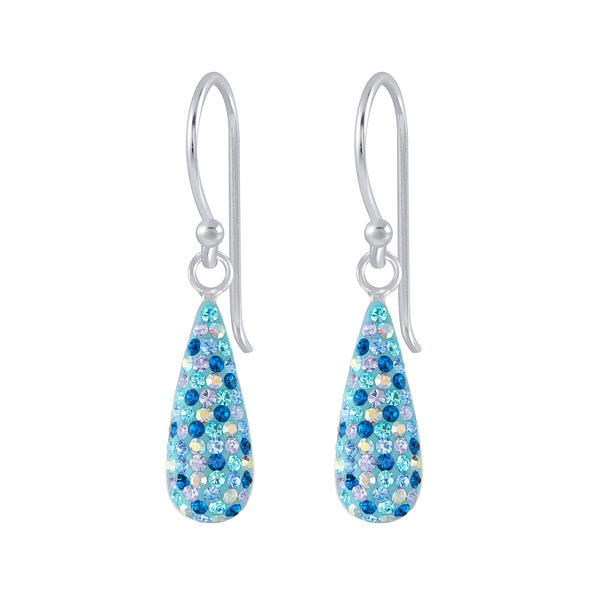 Silver Crystal Drop Earrings - 2507