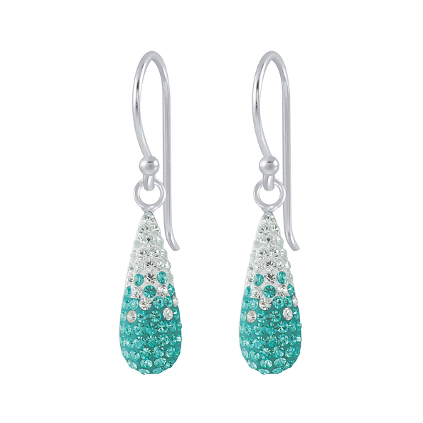 Silver Crystal Drop Earrings - 2509