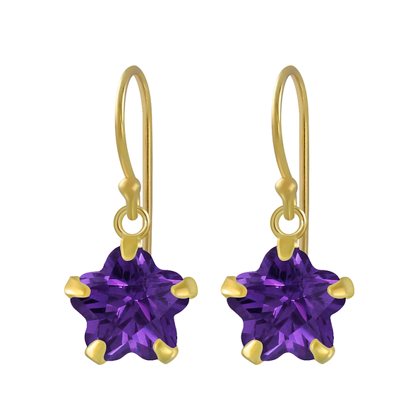 8mm Flower Cubic Zirconia Silver Earrings - 2417
