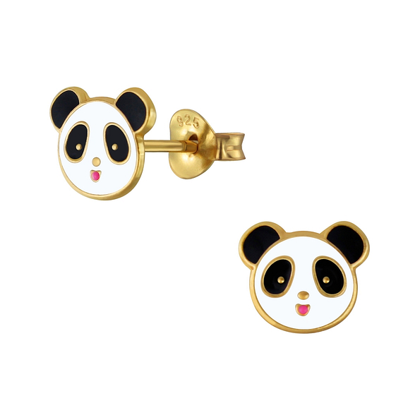 Silver Panda Stud Earrings - 2762